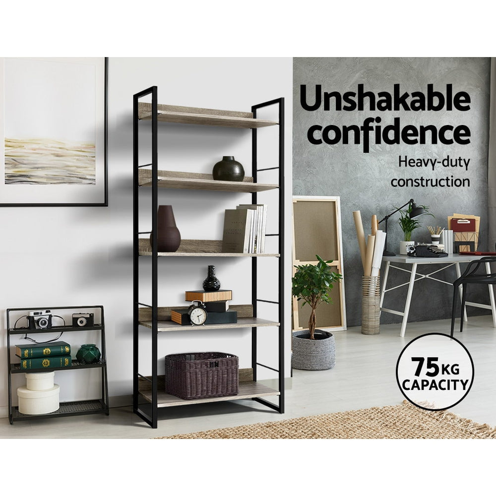 Artiss Bookshelf 5 Tiers - NOE Black and Oak Chez Guru