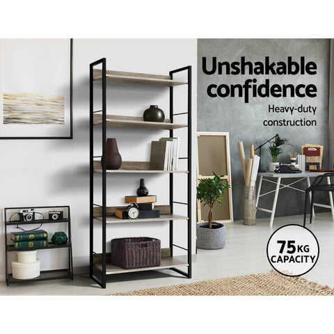 Artiss Bookshelf 5 Tiers - NOE Black and Oak Chez Guru