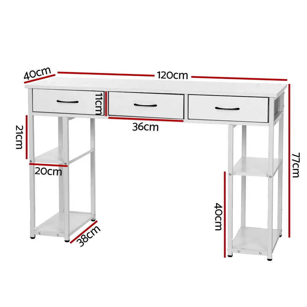 Artiss Computer Desk Drawer Shelves Study Table 120CM White Chez Guru