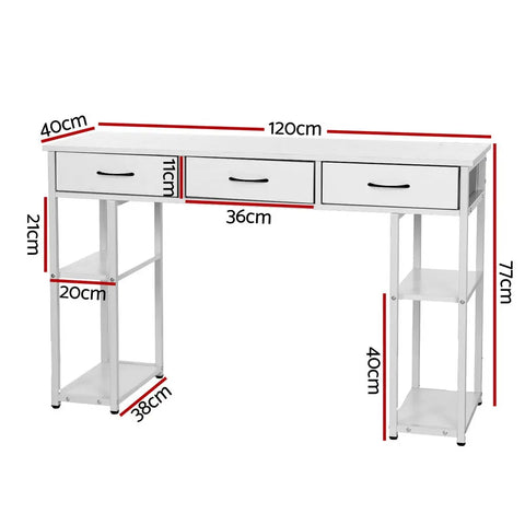 Artiss Computer Desk Drawer Shelves Study Table 120CM White Chez Guru