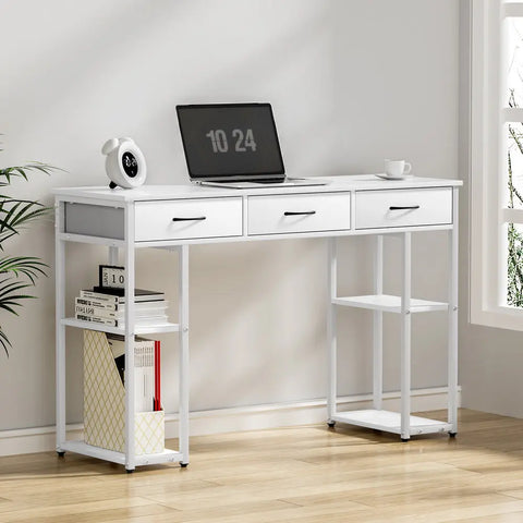 Artiss Computer Desk Drawer Shelves Study Table 120CM White Chez Guru