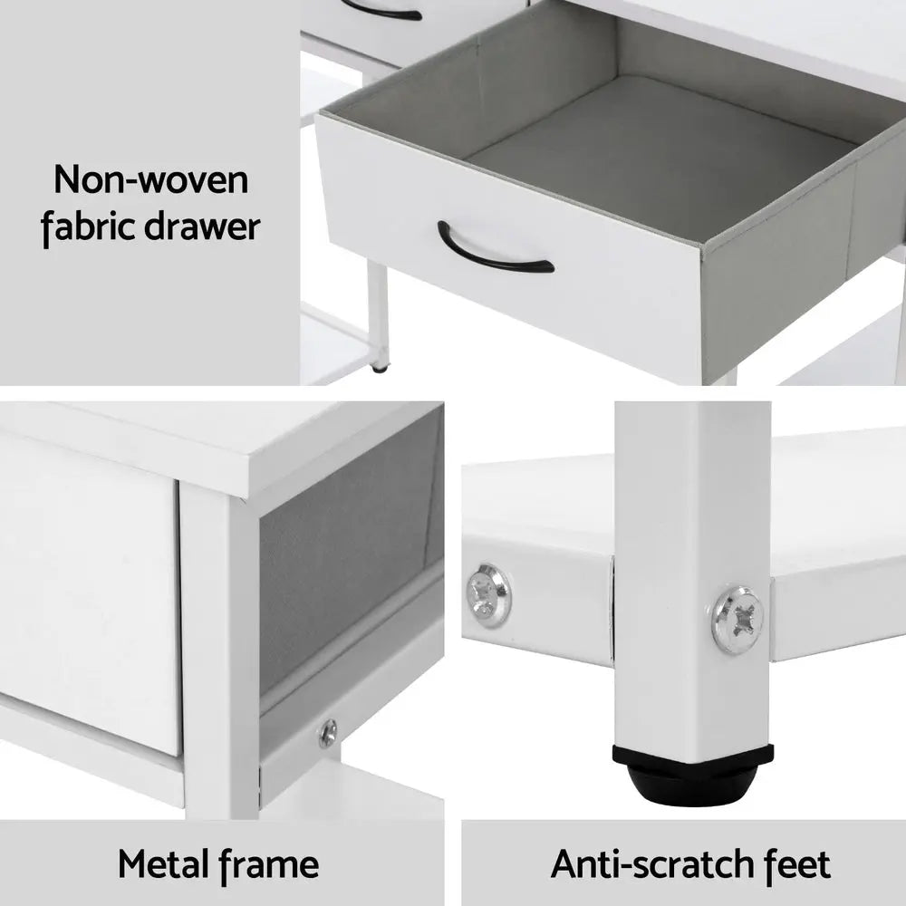 Artiss Computer Desk Drawer Shelves Study Table 120CM White Chez Guru