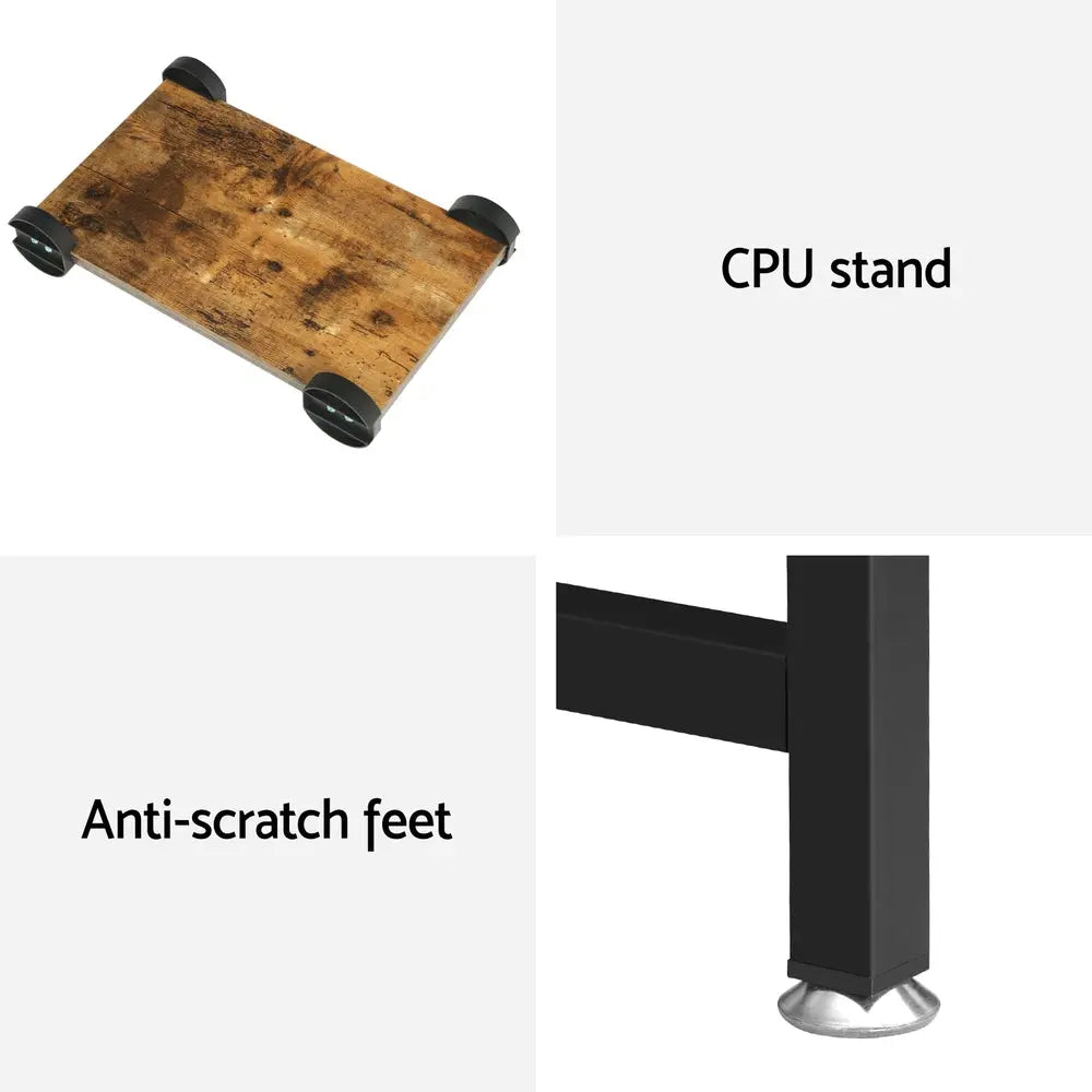 Artiss Computer Desk L-Shape CPU Stand Brown 147CM Chez Guru