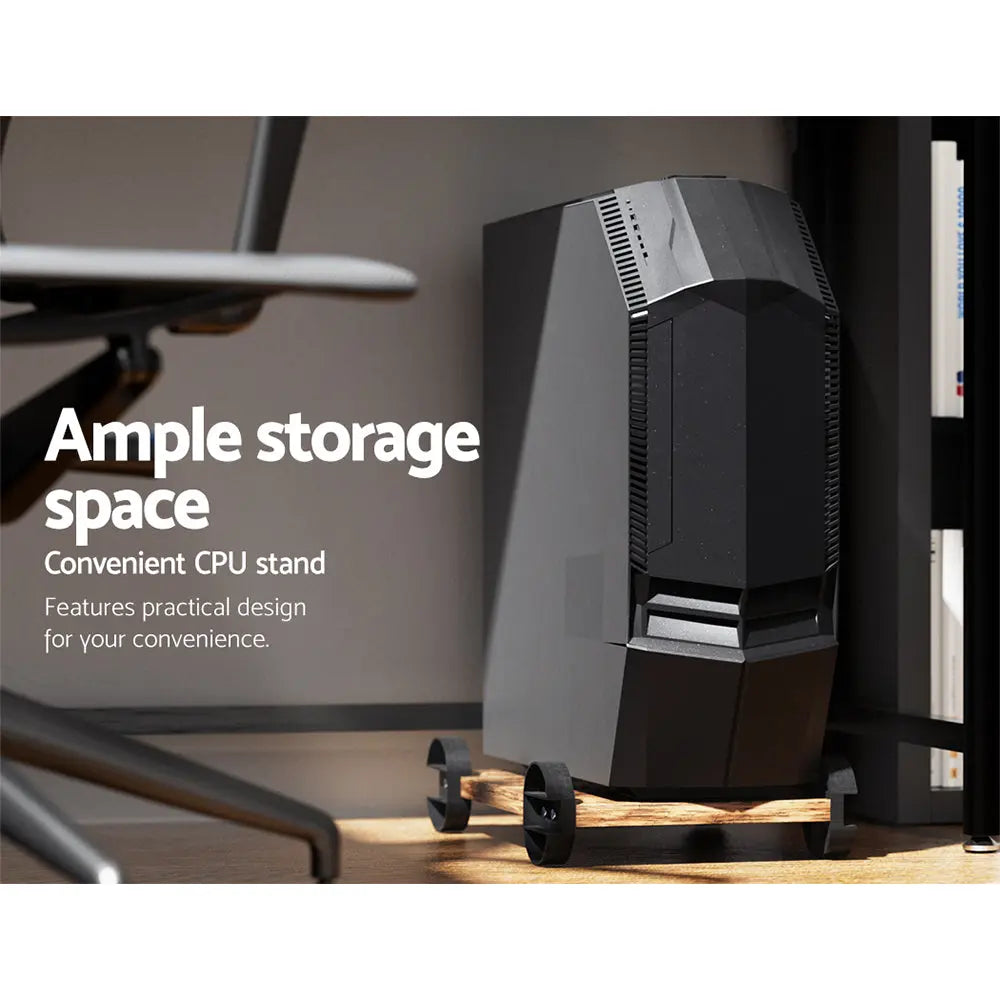 Artiss Computer Desk L-Shape CPU Stand Brown 147CM Chez Guru