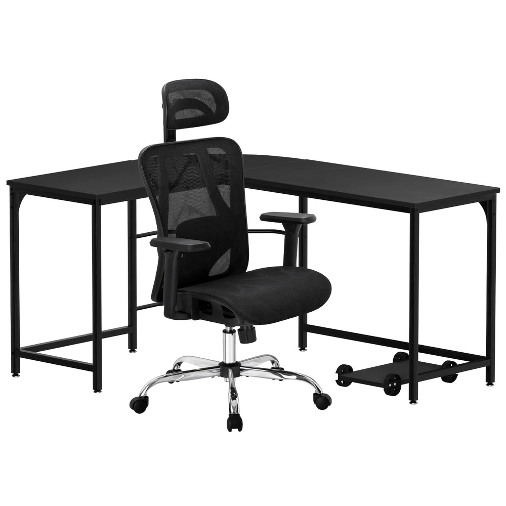 Artiss Computer Desk L-Shape Corner Desks Ergonomic Office Chair Mesh Chairs Chez Guru