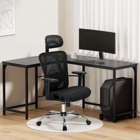 Artiss Computer Desk L-Shape Corner Desks Ergonomic Office Chair Mesh Chairs Chez Guru