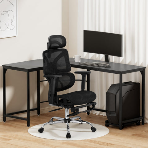 Artiss Computer Desk L-Shape Study Desks Ergonomic Office Chair Mesh Chairs Chez Guru