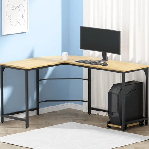 Artiss Computer Desk L-Shape CPU Stand Oak 147CM Chez Guru