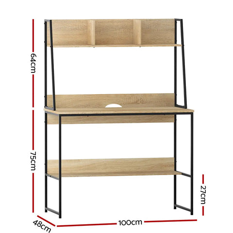 Artiss Computer Desk Bookshelf Storage 100CM Oak Chez Guru
