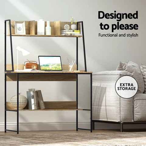 Artiss Computer Desk Bookshelf Storage 100CM Oak Chez Guru