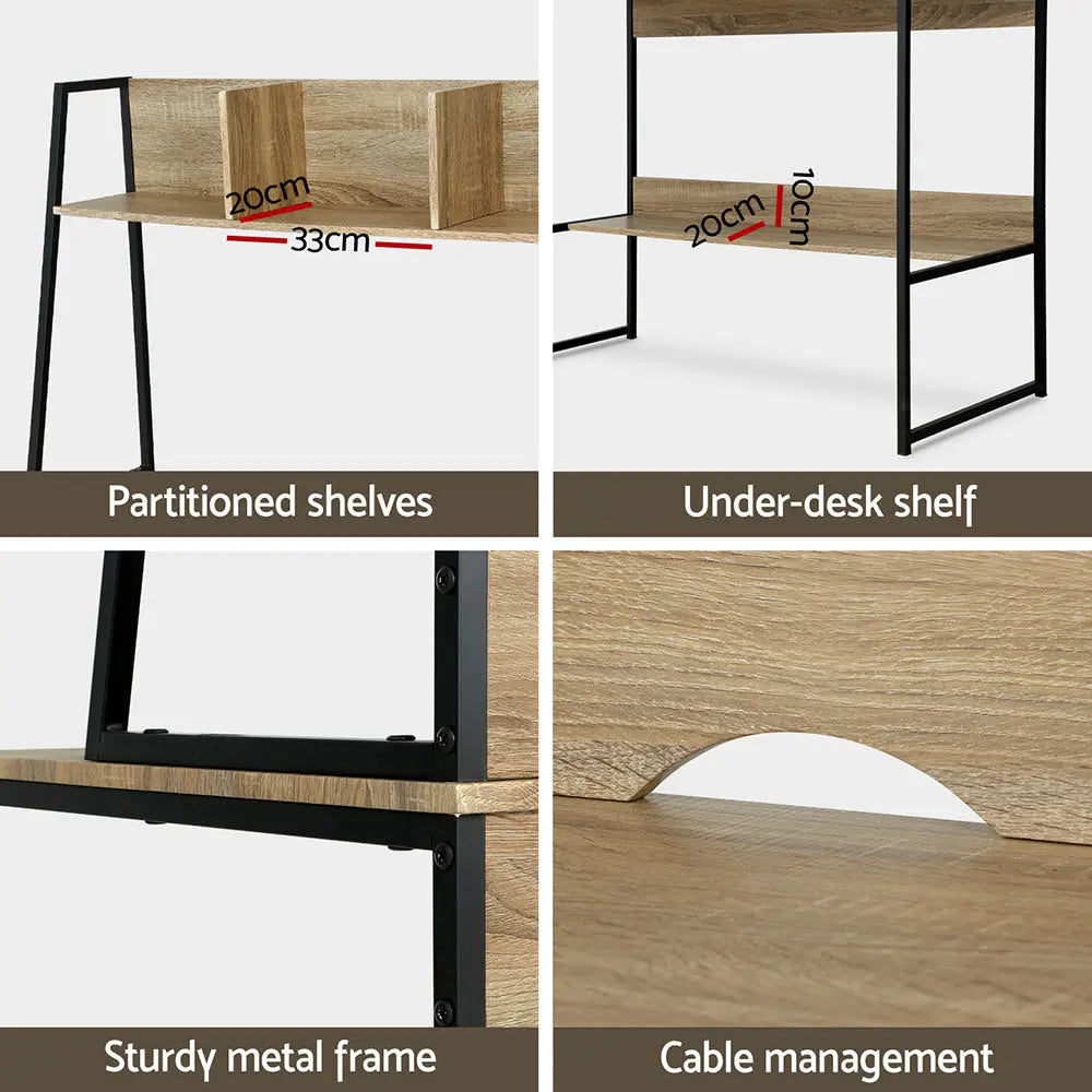 Artiss Computer Desk Bookshelf Storage 100CM Oak Chez Guru