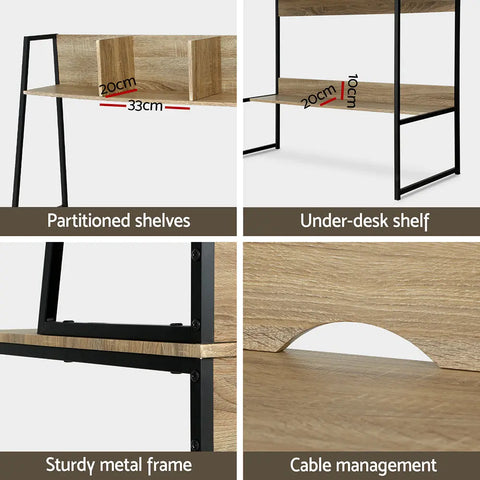 Artiss Computer Desk Bookshelf Storage 100CM Oak Chez Guru