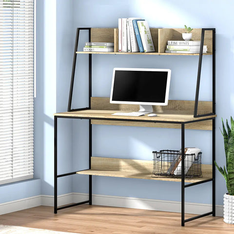 Artiss Computer Desk Bookshelf Storage 100CM Oak Chez Guru