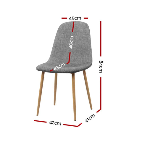 Artiss Dining Chairs Set of 4 Linen Curved Slope Grey Chez Guru