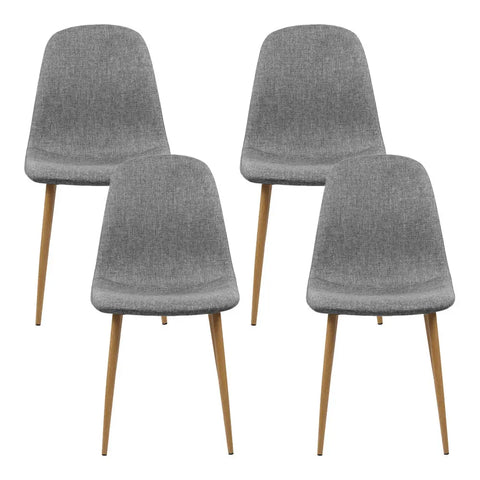 Artiss Dining Chairs Set of 4 Linen Curved Slope Grey Chez Guru