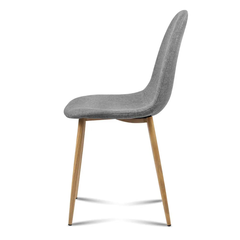 Artiss Dining Chairs Set of 4 Linen Curved Slope Grey Chez Guru