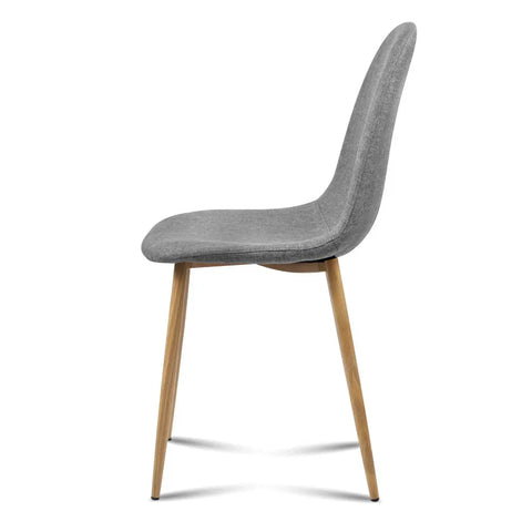 Artiss Dining Chairs Set of 4 Linen Curved Slope Grey Chez Guru