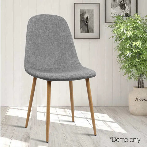 Artiss Dining Chairs Set of 4 Linen Curved Slope Grey Chez Guru