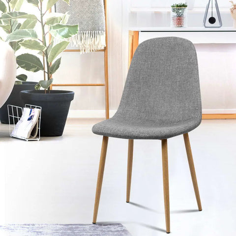 Artiss Dining Chairs Set of 4 Linen Curved Slope Grey Chez Guru
