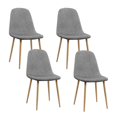 Artiss Dining Chairs Set of 4 Linen Curved Slope Grey Chez Guru