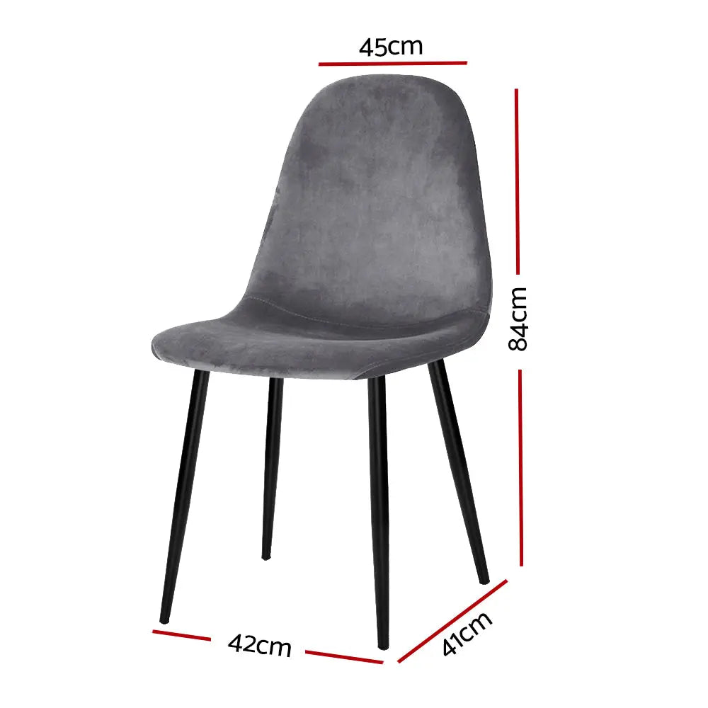 Artiss Dining Chairs Set of 4 Velvet Curved Slope Grey Chez Guru