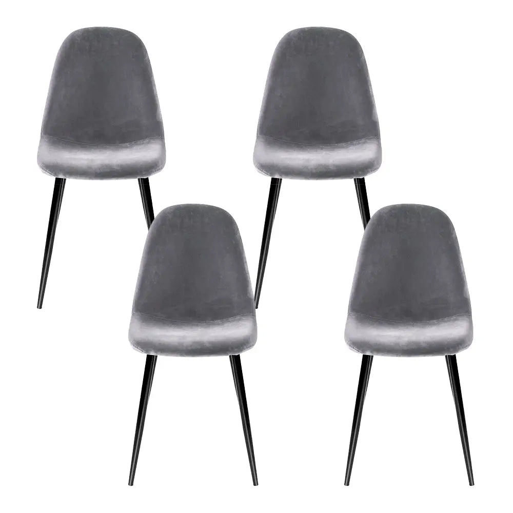 Artiss Dining Chairs Set of 4 Velvet Curved Slope Grey Chez Guru