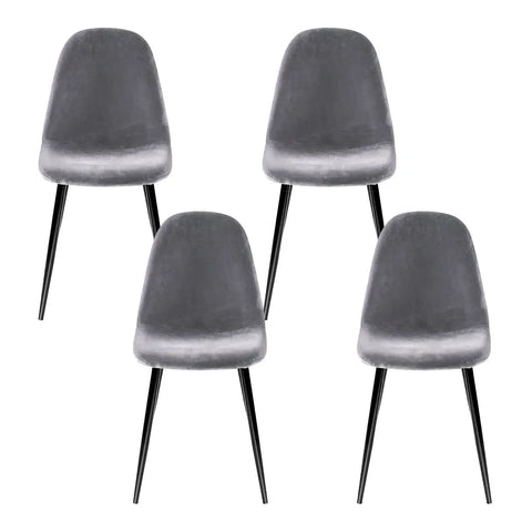 Artiss Dining Chairs Set of 4 Velvet Curved Slope Grey Chez Guru