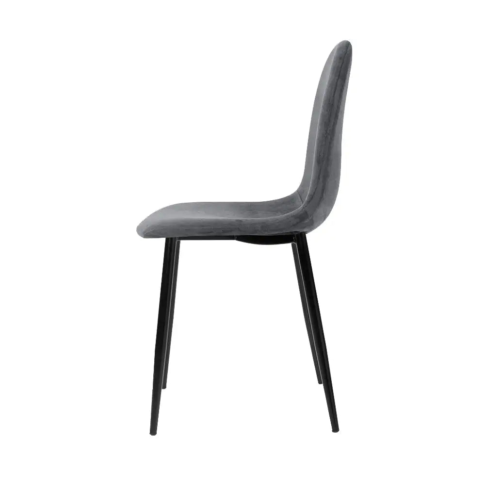 Artiss Dining Chairs Set of 4 Velvet Curved Slope Grey Chez Guru