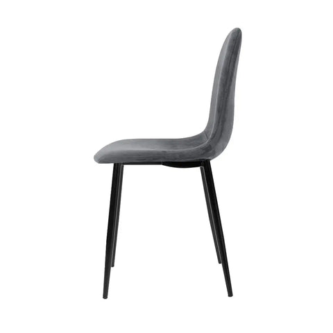 Artiss Dining Chairs Set of 4 Velvet Curved Slope Grey Chez Guru