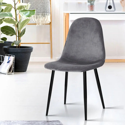 Artiss Dining Chairs Set of 4 Velvet Curved Slope Grey Chez Guru