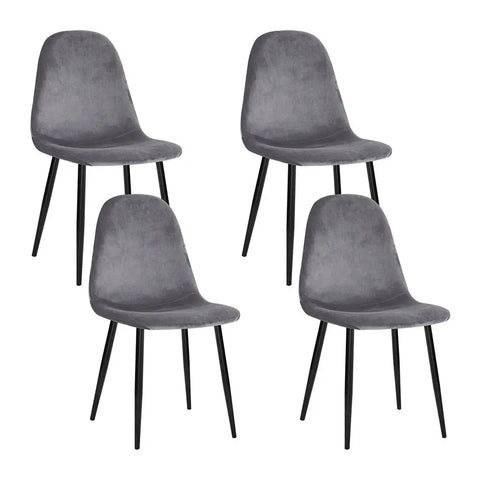 Artiss Dining Chairs Set of 4 Velvet Curved Slope Grey Chez Guru