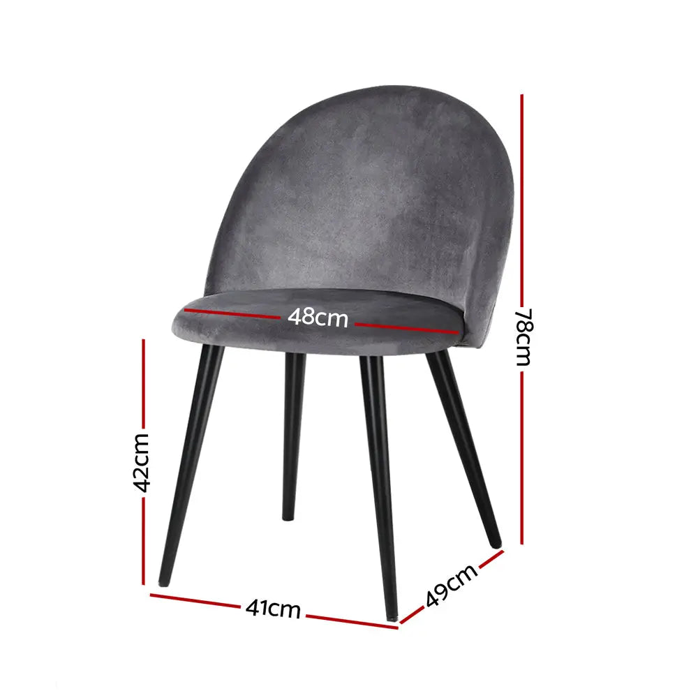 Artiss Dining Chairs Set of 2 Velvet Solid Curved Dark Grey Chez Guru