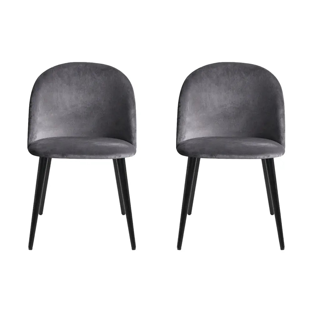 Artiss Dining Chairs Set of 2 Velvet Solid Curved Dark Grey Chez Guru