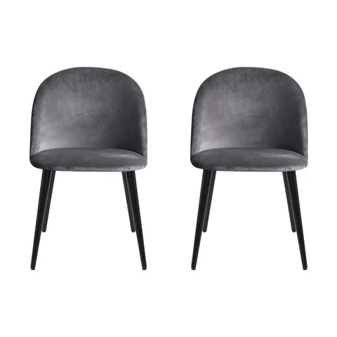 Artiss Dining Chairs Set of 2 Velvet Solid Curved Dark Grey Chez Guru