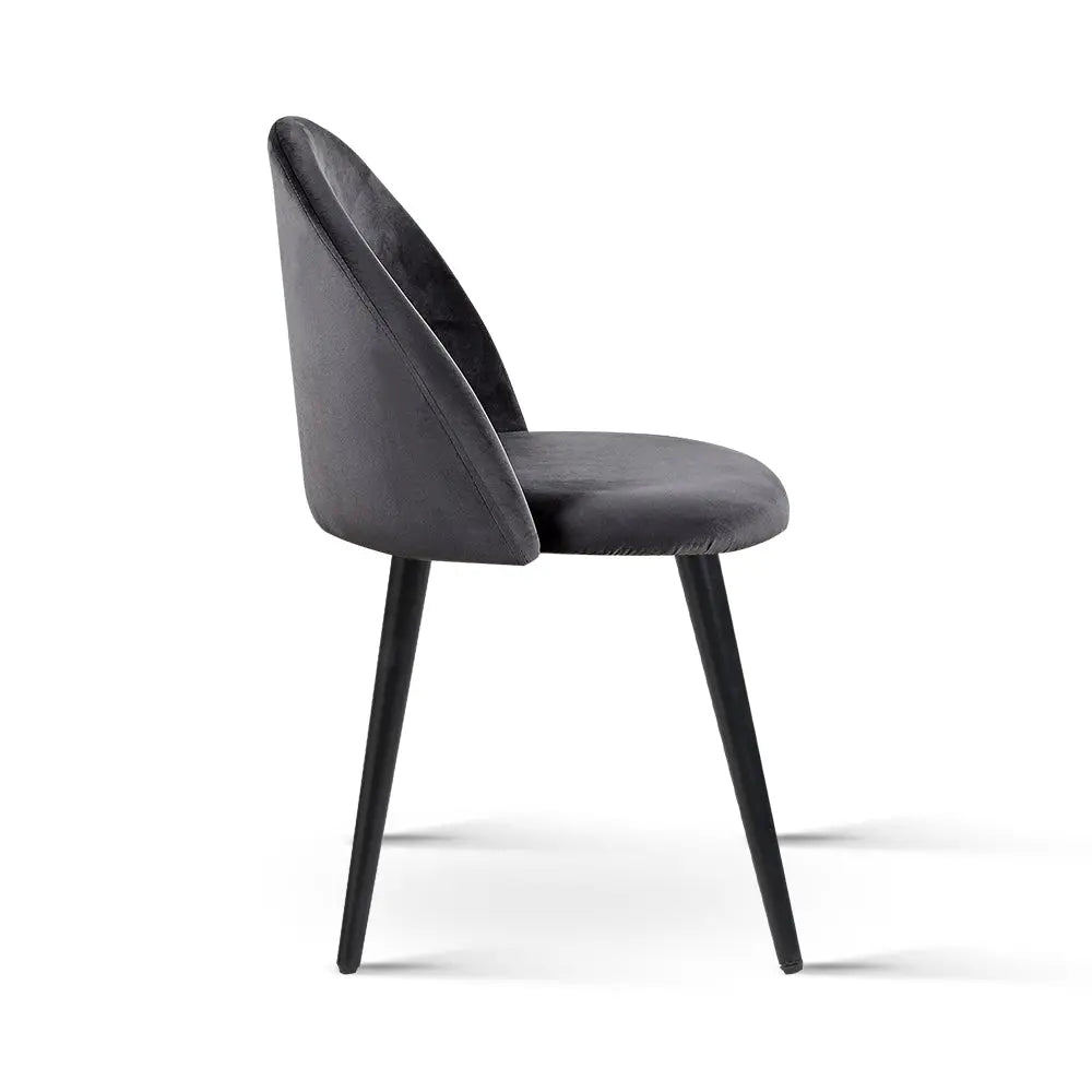 Artiss Dining Chairs Set of 2 Velvet Solid Curved Dark Grey Chez Guru