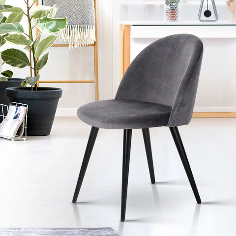 Artiss Dining Chairs Set of 2 Velvet Solid Curved Dark Grey Chez Guru