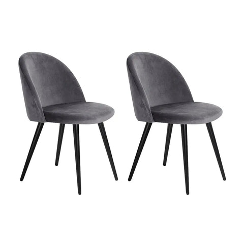 Artiss Dining Chairs Set of 2 Velvet Solid Curved Dark Grey Chez Guru