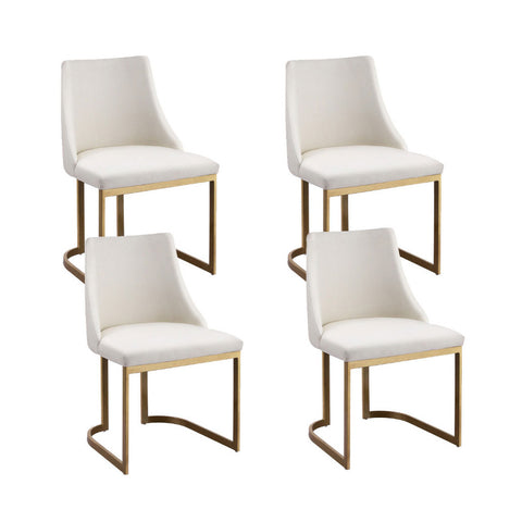 Artiss Dining Chairs Set of 4 Linen Fabric Frame Beige