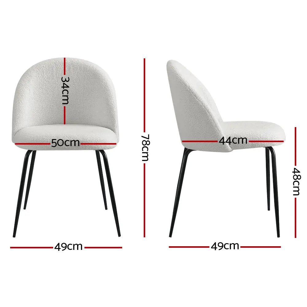 Artiss Dining Chairs Set of 2 Sherpa Boucle White Chez Guru