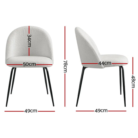 Artiss Dining Chairs Set of 2 Sherpa Boucle White Chez Guru