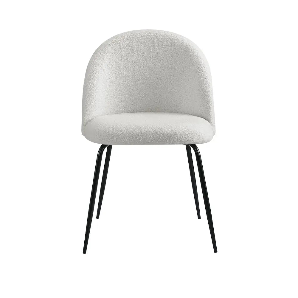 Artiss Dining Chairs Set of 2 Sherpa Boucle White Chez Guru