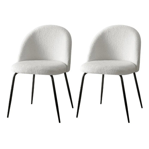 Artiss Dining Chairs Set of 2 Sherpa Boucle White Chez Guru