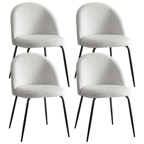 Artiss Dining Chairs Set of 4 Sherpa Boucle White