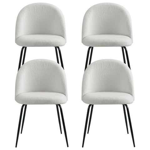 Artiss Dining Chairs Set of 4 Sherpa Boucle White
