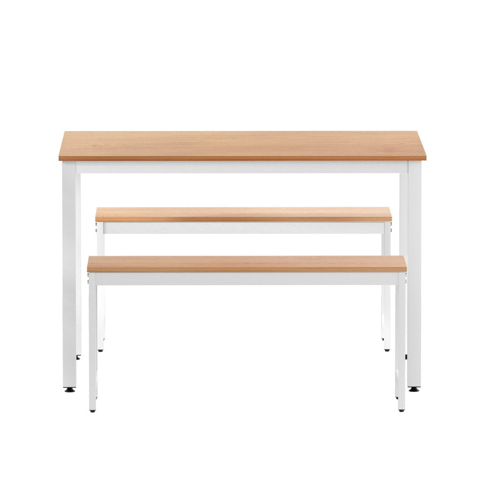 Artiss Dining Table and Chairs Set 3PCS Metal Desk Bench Sets Kitchen Furniture Chez Guru
