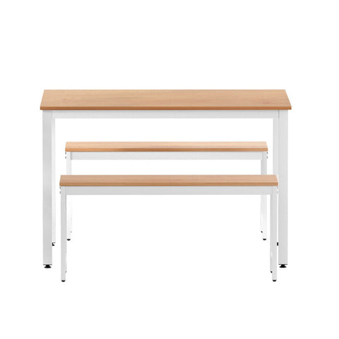 Artiss Dining Table and Chairs Set 3PCS Metal Desk Bench Sets Kitchen Furniture Chez Guru