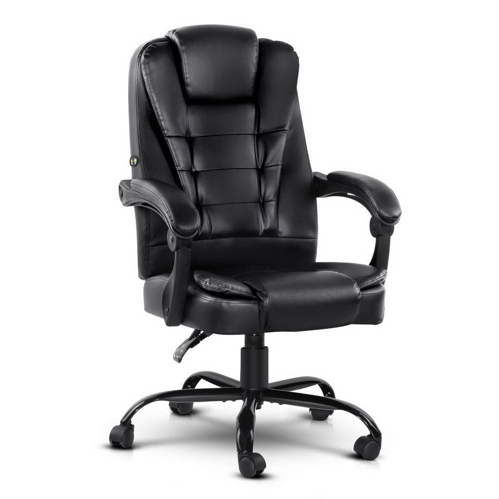 Artiss 2 Point Massage Office Chair PU Leather Black Chez Guru