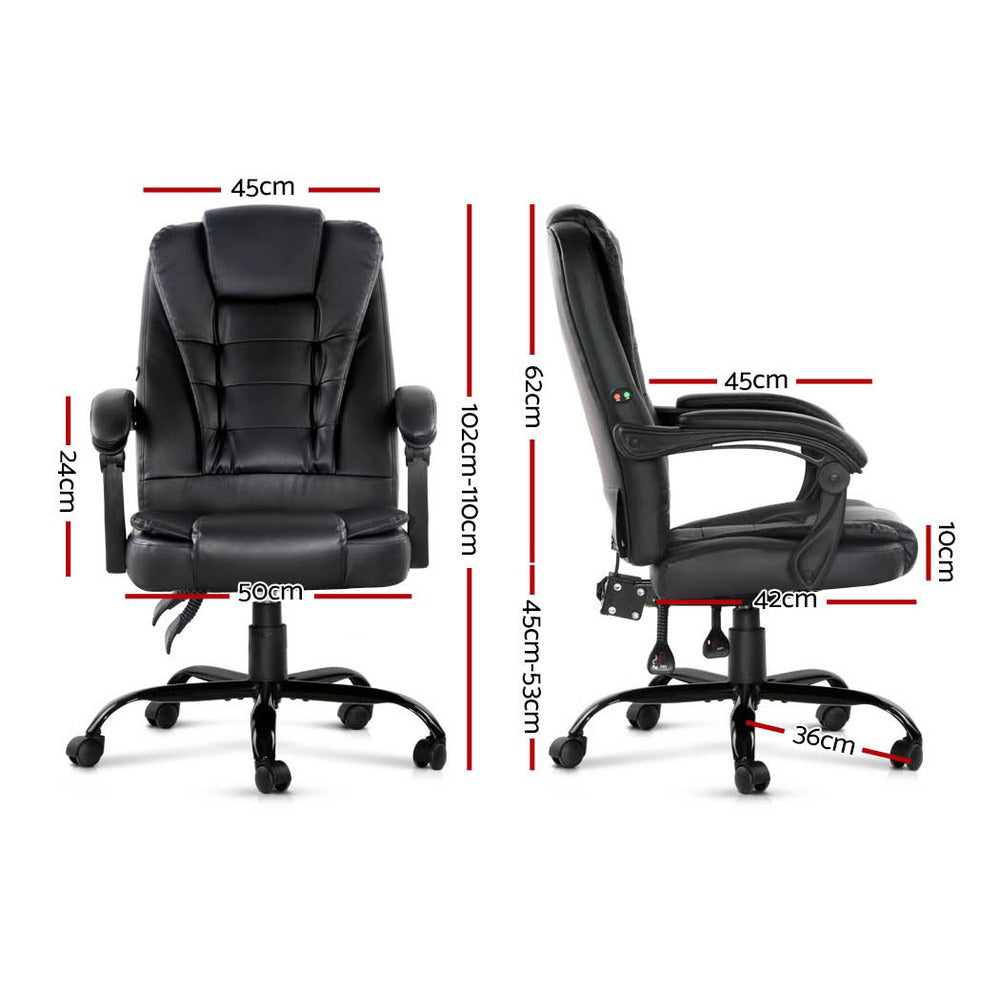 Artiss 2 Point Massage Office Chair PU Leather Black Chez Guru