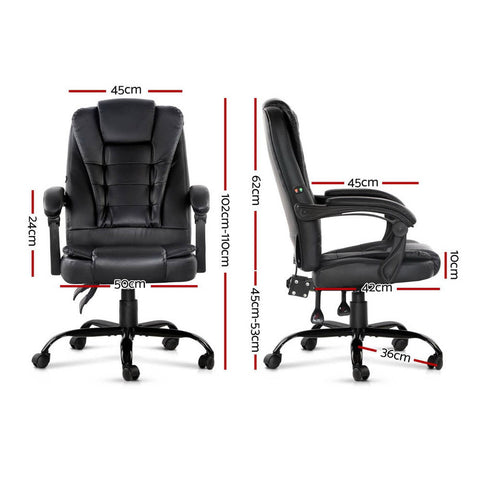 Artiss 2 Point Massage Office Chair PU Leather Black Chez Guru
