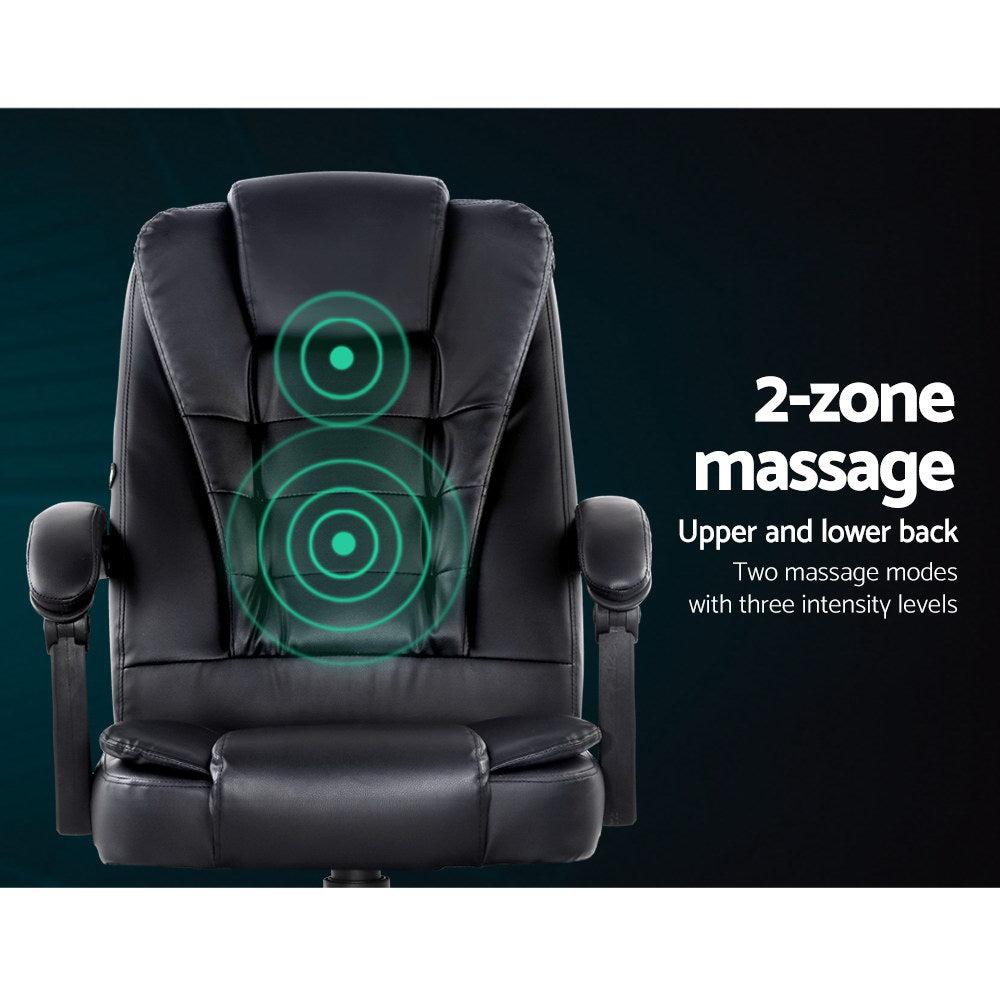 Artiss 2 Point Massage Office Chair PU Leather Black Chez Guru